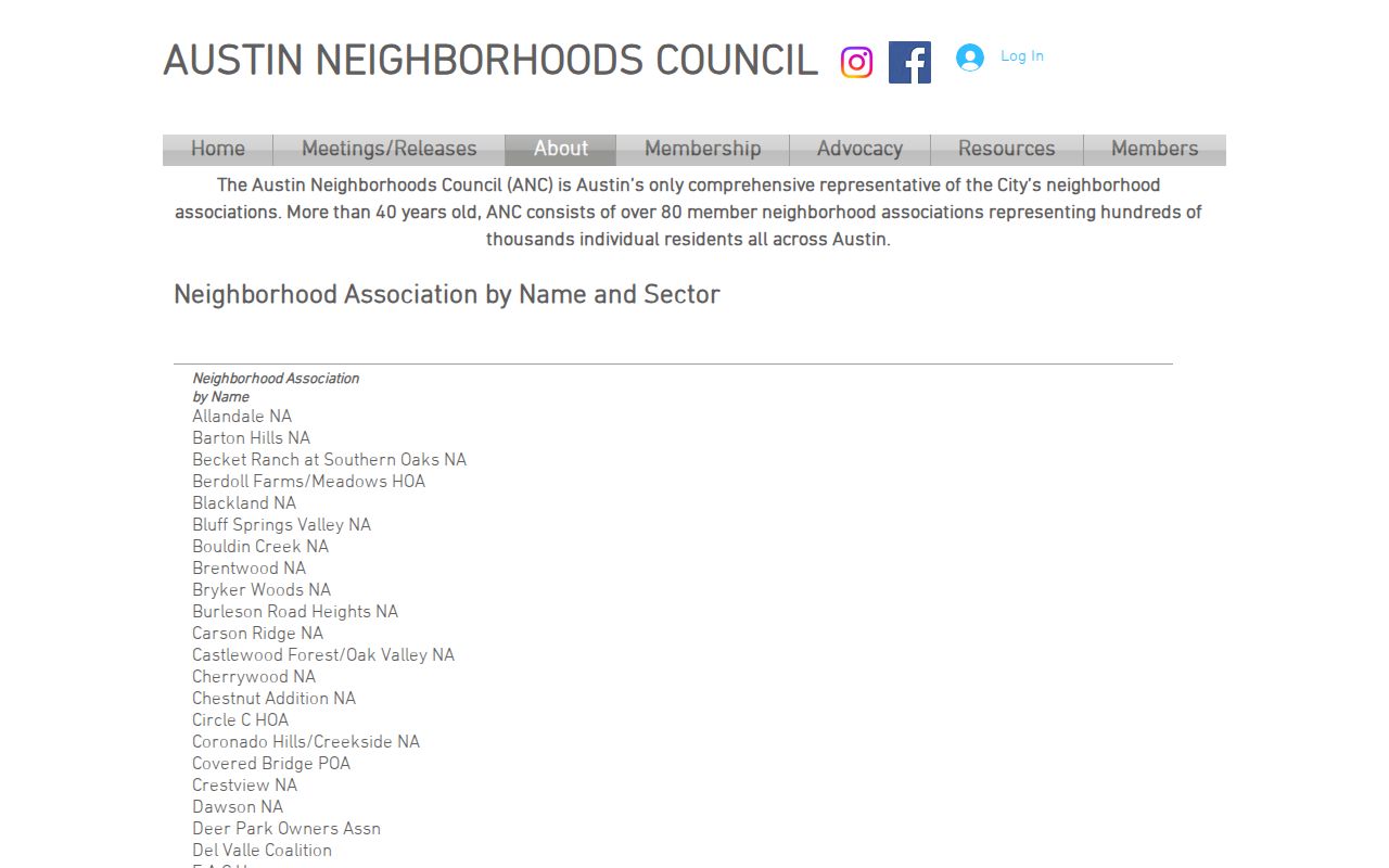 Austin neighbors association research on the Austin Neighborhood Council member list