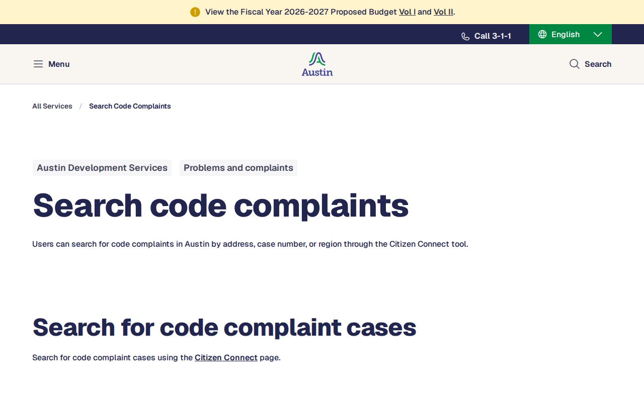 Austin neighbors review using the Austin code complaint map search