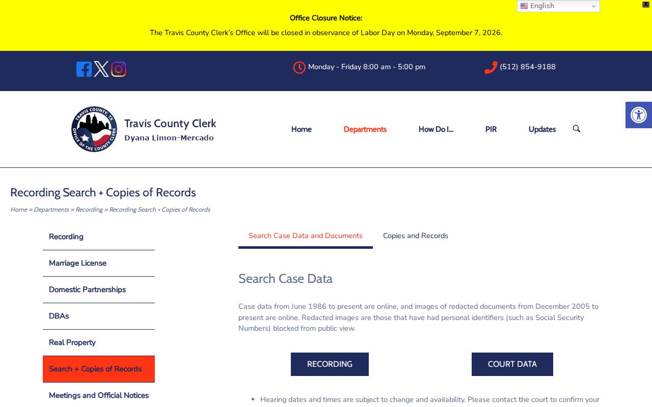 Austin previous residents Clerk copy guidance